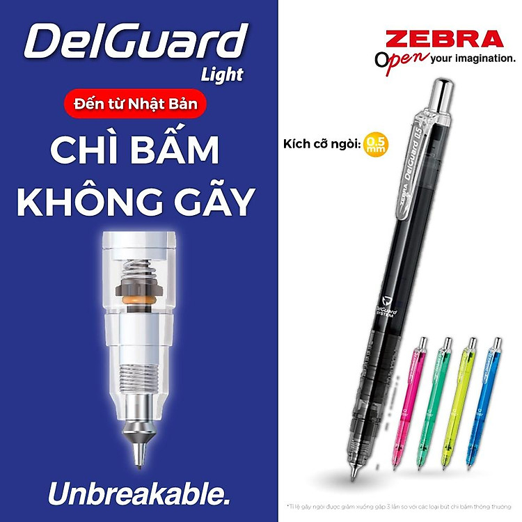 Viết Chì Bấm Không Gãy Zebra Delguard Light 0.5mm