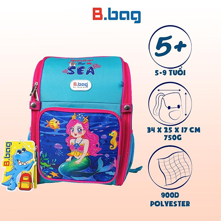 Balo B.bag Chống Gù Adventure Box-Under The Sea B-12-116 (Xanh nhạt)