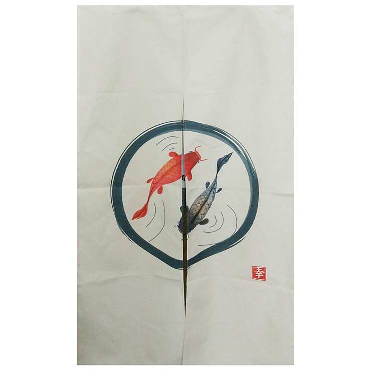 Màn rèm noren Nhật Bản 85x140cm - Cá chép tròn