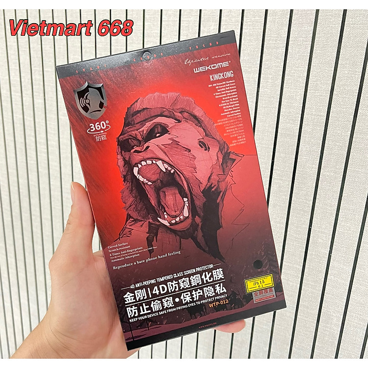 Kính Cường Lực Chống Nhìn Trộm KingKong Dành Cho iPhone - Full Hộp - Dán Full Màn - Hàng Chính Hãng