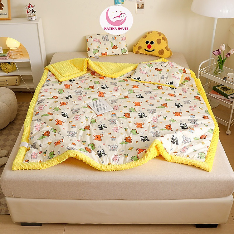 Chăn mền ấm cho bé Katina House, chăn nhung mềm mại, dày dặn ấm áp, KT 1m2x1m5