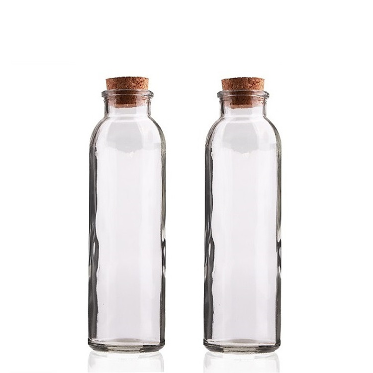 Bộ 2 Chai Thủy Tinh Tròn Nút Bần 350ml