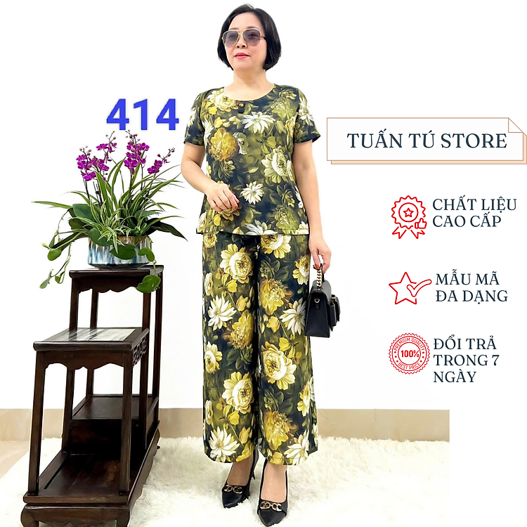 Đồ bộ trung niên cao cấp - lụa hàn châu siêu mềm, siêu mát - Sang Trọng và Quý Phái - Tuấn Tú Store