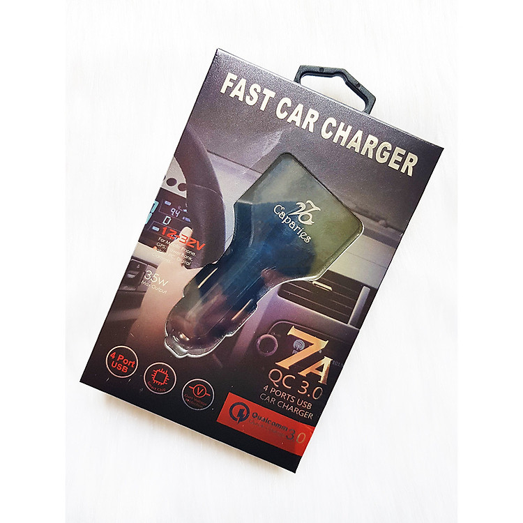 Củ Sạc Xe Hơi 4 cổng USB Quick Charge 3.0 Siêu Bền, Chống Nóng, Sạc Nhanh 3.0 - Chính Hãng CAPARIES VIỆT NAM