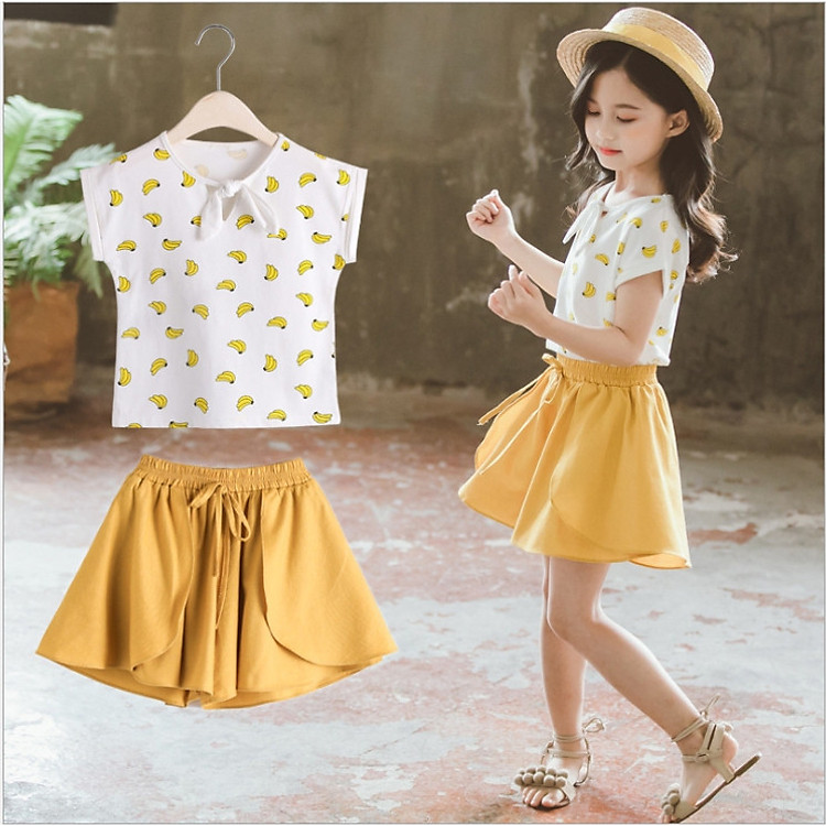 Sét bộ áo thun và quần giả chân váy cho bé gái từ 3 đến 14 tuổi SET027