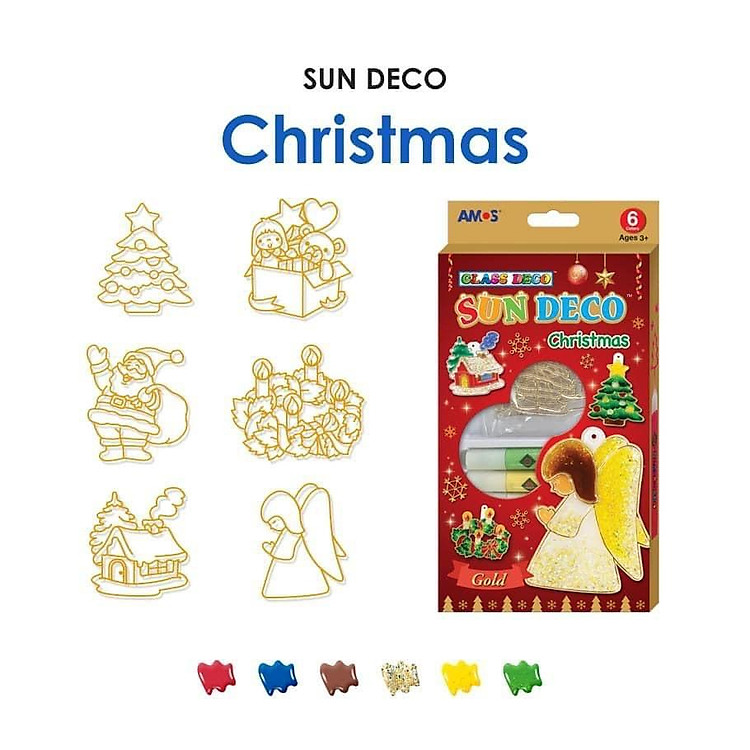 Hộp Bút Vẽ Trang Trí Kính AMOS Sundeco Christmas SD10P6-CH - Ảnh 3