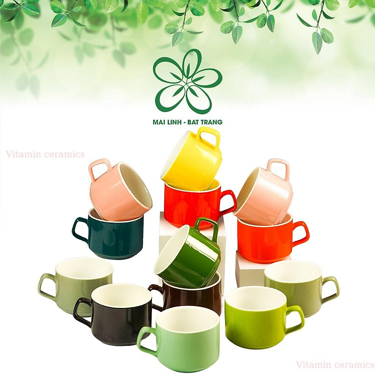 Tách cafe Bát Tràng - Cà fe Cao cấp - Ly cafe 250ml - Cốc Uống Cà fê - Vitaminceramics