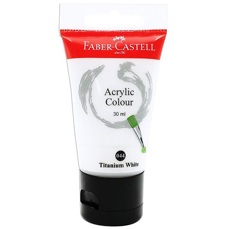 Tuýp màu vẽ acrylic 30ml titanium white (trắng titan) Faber 1183001