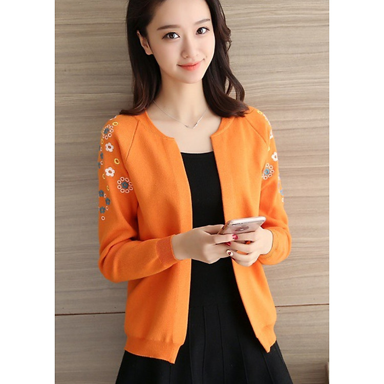 Áo Len Nữ Cardigan Kiểu Hàn Thêu Hoa AF_ALR020