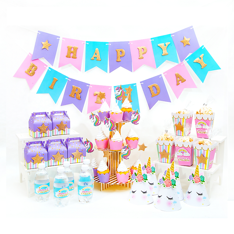 Bộ Phụ Kiện Trang Trí Sinh Nhật Unicorn