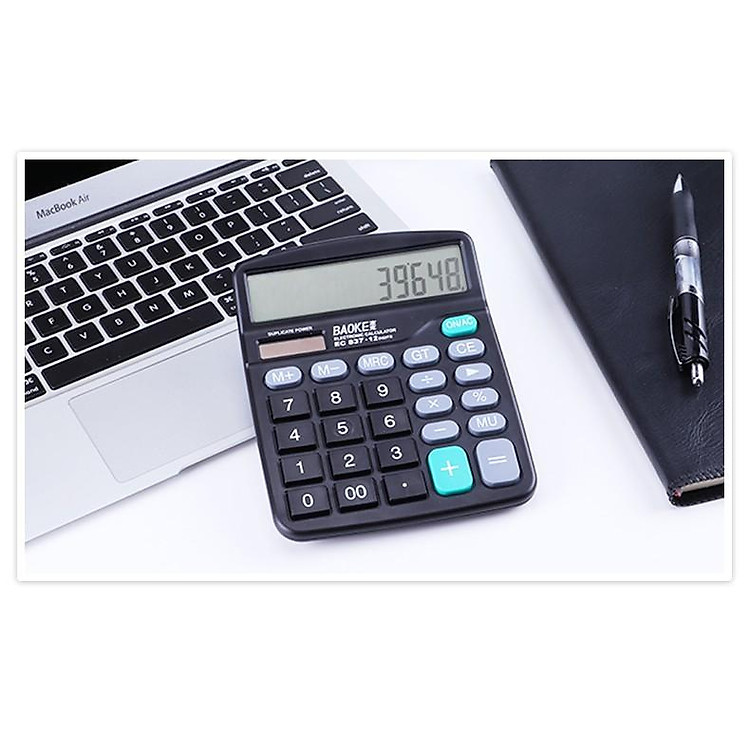 Máy tính kế toán cầm tay 12 số năng lượng mặt trời EC837/BAOKE - Đen - Ảnh 6