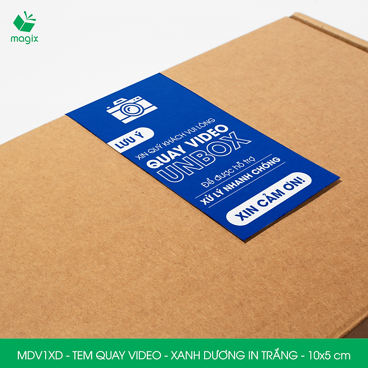 Tem chú ý quay video (500 cái) - 10x5 cm - Xanh dương in trắng - Ảnh 2