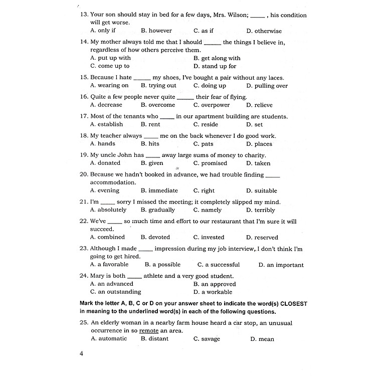 Bộ Đề Thi THPT Quốc Gia Môn Tiếng Anh (Phương Pháp Trắc Nghiệm) - Ảnh 4