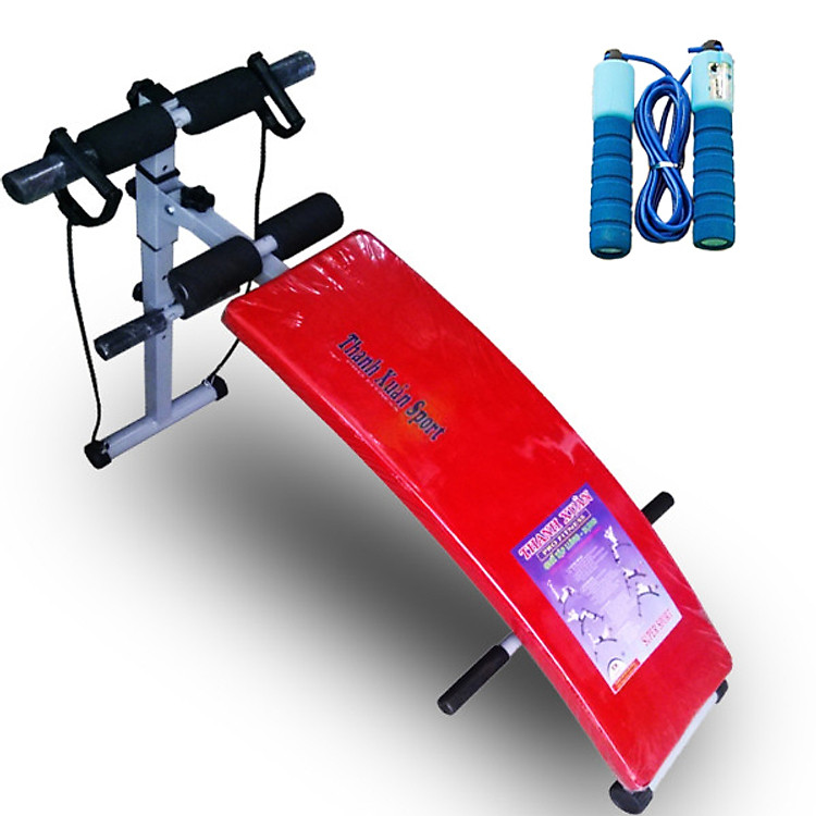 Combo Ghế cong tập lưng bụng Thanh Xuân + Dây nhảy cá nhân đếm số vòng (Giao màu ngẫu nhiên)