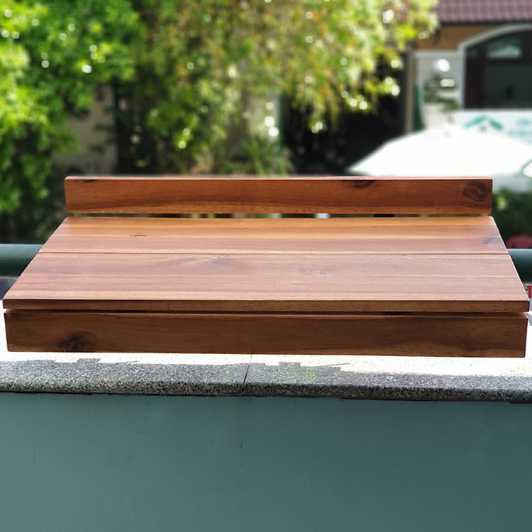 Bàn treo ban công, bàn bar ban công gỗ tràm chuyên dùng ngoài trời, lan can thẳng lan can tròn - 60 x 35 x 12 cm - Kute Nest