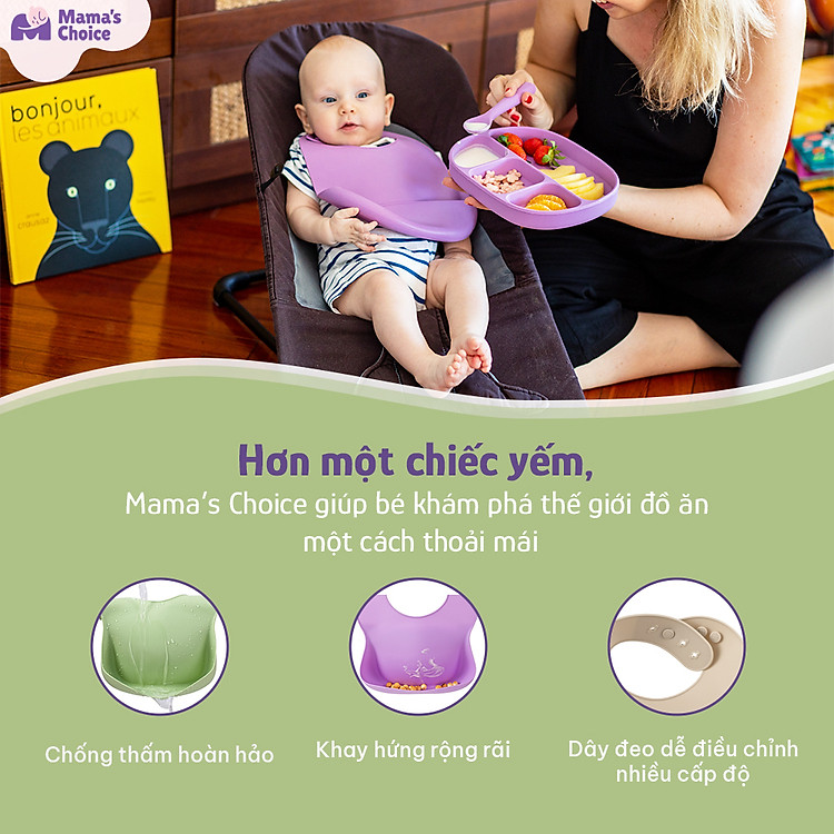 Yếm Ăn Dặm Silicone Mama's Choice Cao Cấp Chính hãng Giá tốt - Hình ảnh 4