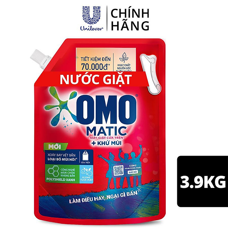 Túi Nước Giặt Omo Matic Cho Máy Giặt Cửa Trên Sạch Sâu Vượt Trội Khử Mùi Toàn Diện 3.7KG