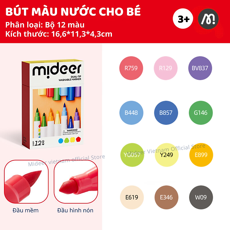 Mua Bút màu nước Mideer 12 màu an toàn Chính hãng Giá rẻ - Hình ảnh 3