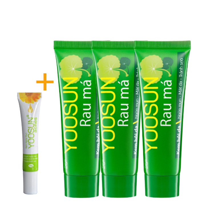 Combo 3 tuýp kem Yoosun rau má làm dịu mẩn ngứa, ngừa mụn, mát da 25g - Tặng 1 tuýp yoosun acnes 5g