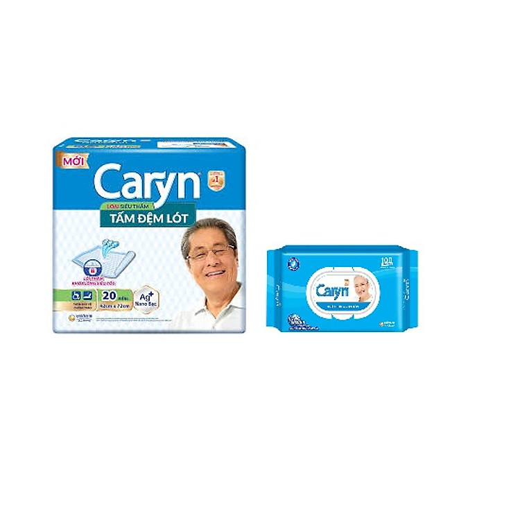 TẤM ĐỆM LÓT CARYN GÓI 20 MIẾNG (TẶNG HỘP KHĂN GIẤY ƯỚT CARYN 100 MIẾNG)