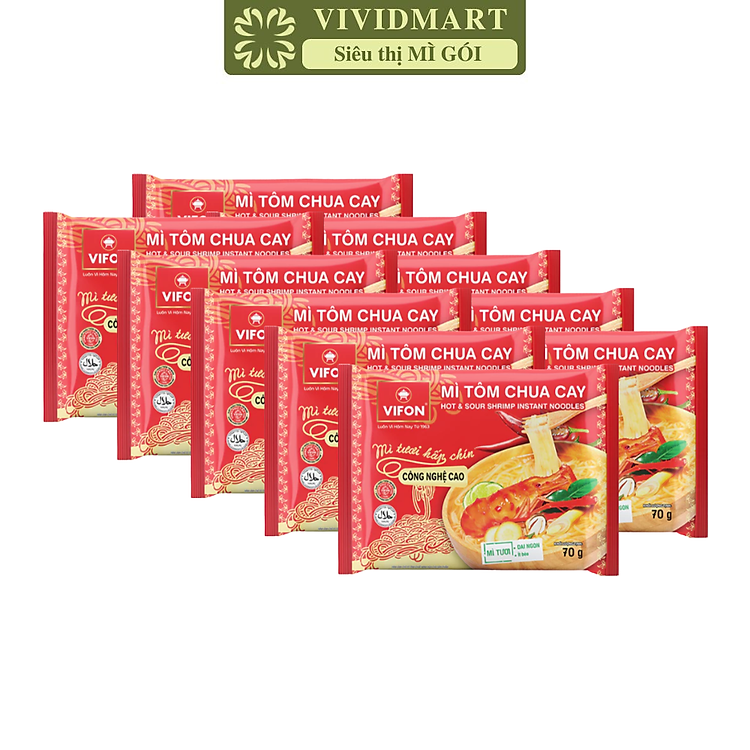 VIFON - Mì tươi Vifon hương vị Tôm Chua Cay (70g/gói) - Mì tươi vị Tôm Chua Cay, Mì Vifon tươi