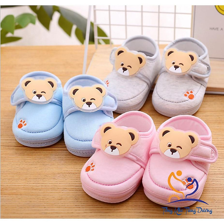 Giày vải tập đi cho bé sơ sinh 3-12 tháng tuổi, đế chống trơn trượt