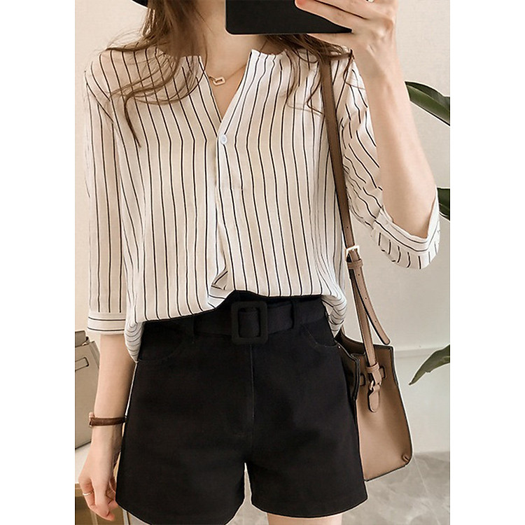 Sơ mi kẻ sọc tay lỡ Sm05