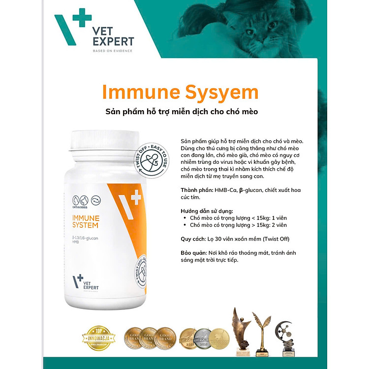 [ 30 viên ] Vet Expert bổ sung vitamin & khoáng , tăng cường miễn dịch, chăm sóc da và lông , xương khớp cho chó và mèo