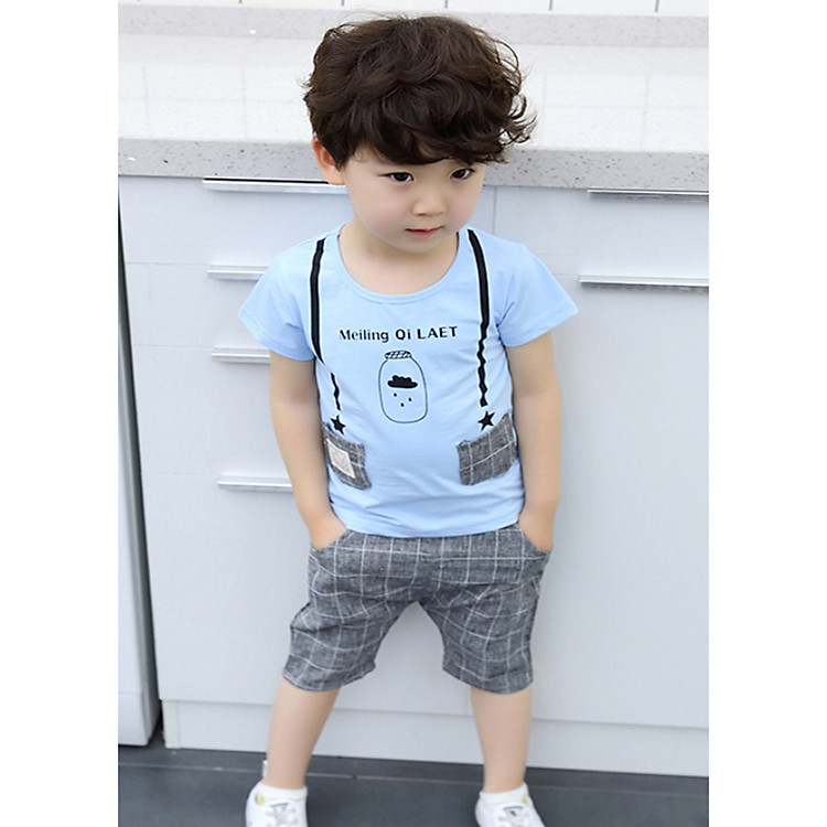 Bộ quần áo bé trai QATEQi chất cotton co dãn 4 chiều cao cấp (size 8kg-:-24kg)