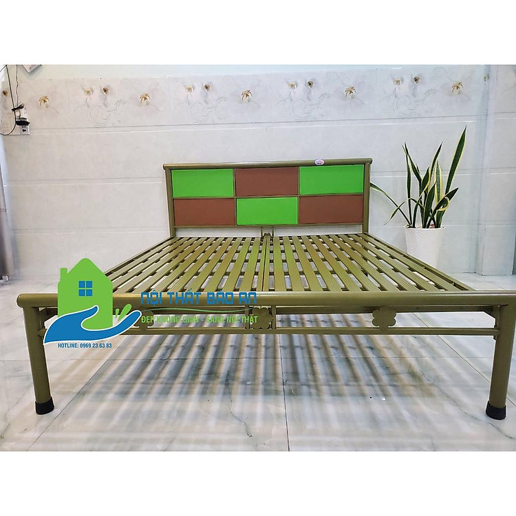 Giường sắt kích thước ngang 1M8 dài 2M – GS59 mẫu đơn giản, tiện dụng, dễ dàng tháo ráp di chuyển.