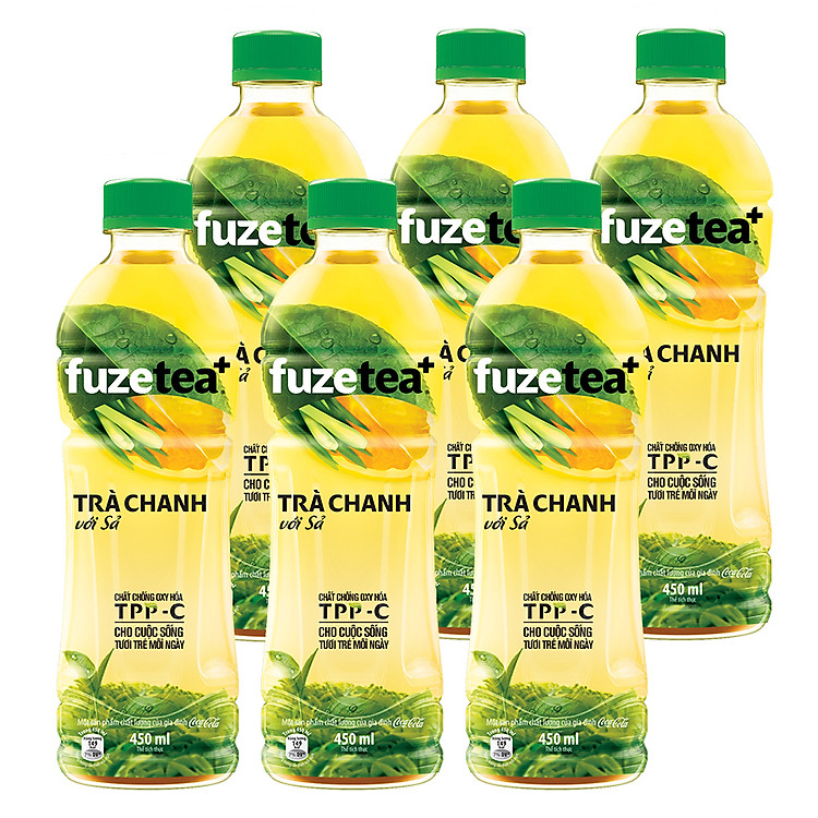 Lốc 6 Chai FUZETEA+ Chanh Sả (450ml x 6 Chai)