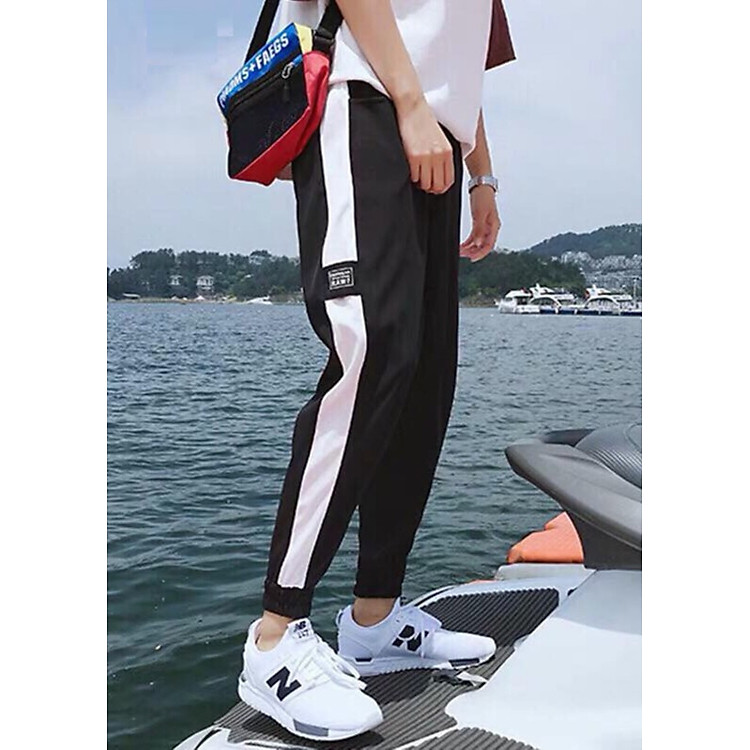 Quần jogger thun nam 1 sọc lớn QT15