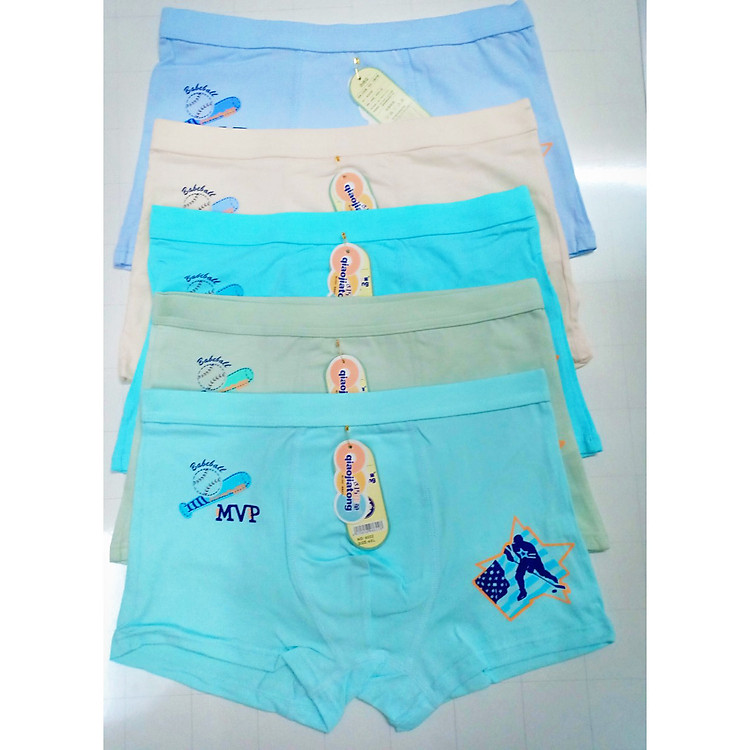 COMBO 5 QUẦN CHIP ĐÙI BÉ TRAI IN CẦU THỦ TỪ 32-38KG