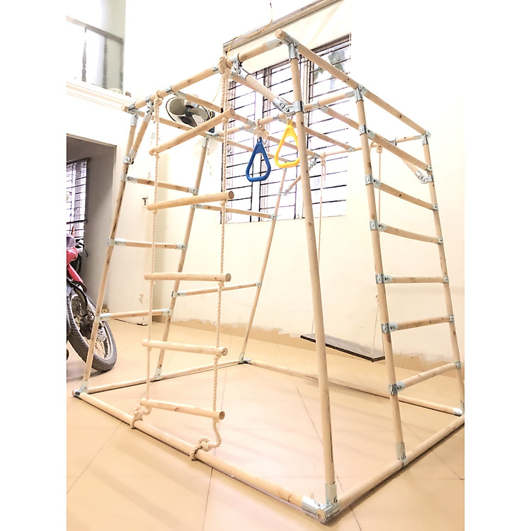 Khung vận động, xà đu đa năng hình thang cho bé WOOD ACTIVE3