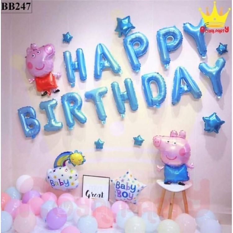️Set Bóng HBPD Và Gia Đình Heo Peppa Dễ Thương Tặng 1 Bơm Và 1 Keo Dán Bóng