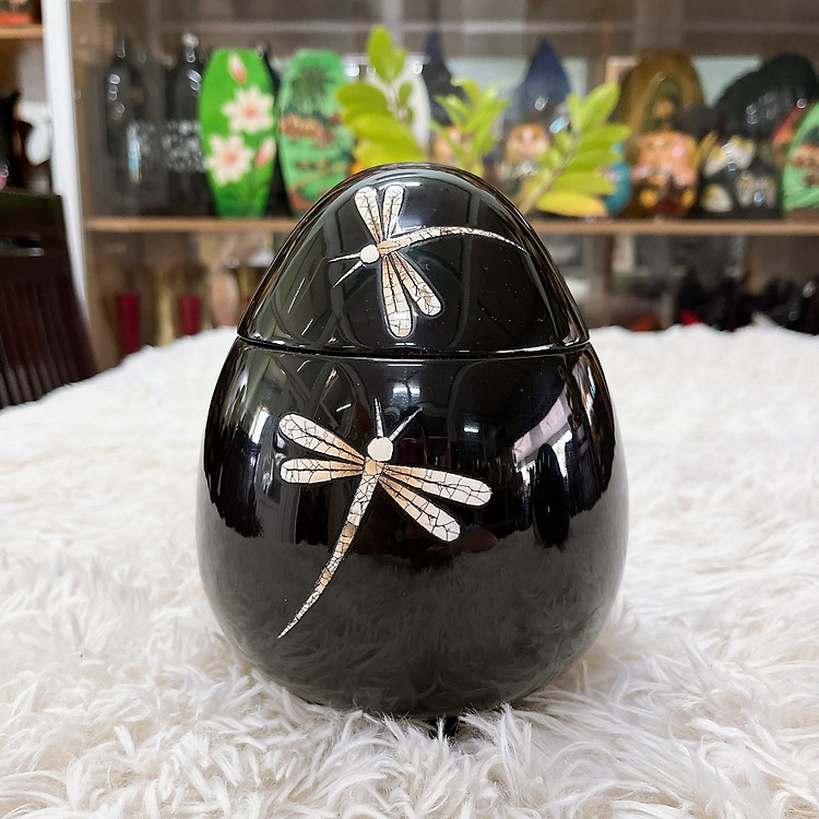 Hủ trứng sơn mài cao cấp (Size S: D9xH12 cm) - Ảnh 5