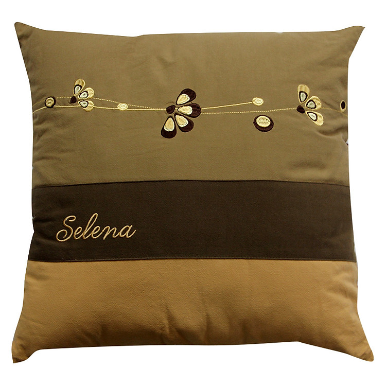 Gối Tựa Thêu Hoa Dây Thắng Lợi (40 x 40 cm) - Màu Nâu