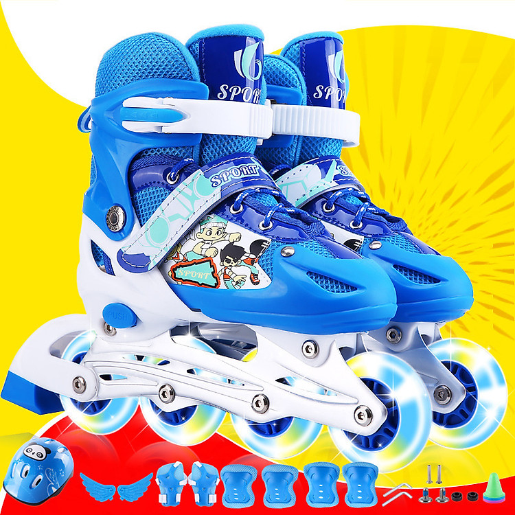 Giày Patin Có Đèn Led 8 Bánh Thời Trang - Tặng đầy đủ mũ bảo hiểm, phụ kiện chơi và đồ bảo hộ