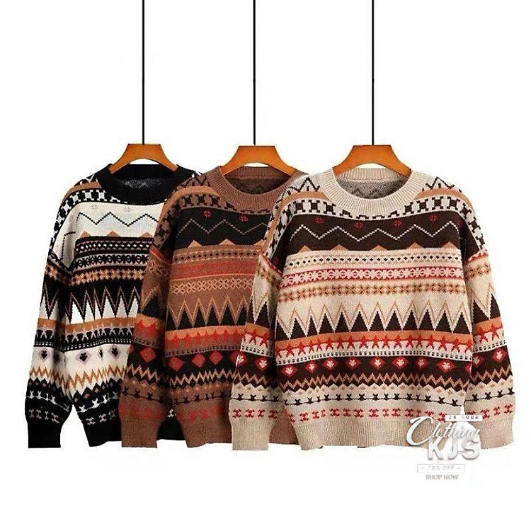 Áo Sweater Thổ Cẩm Thu Đông Áo Len Quảng Châu Dày Dặn AL03