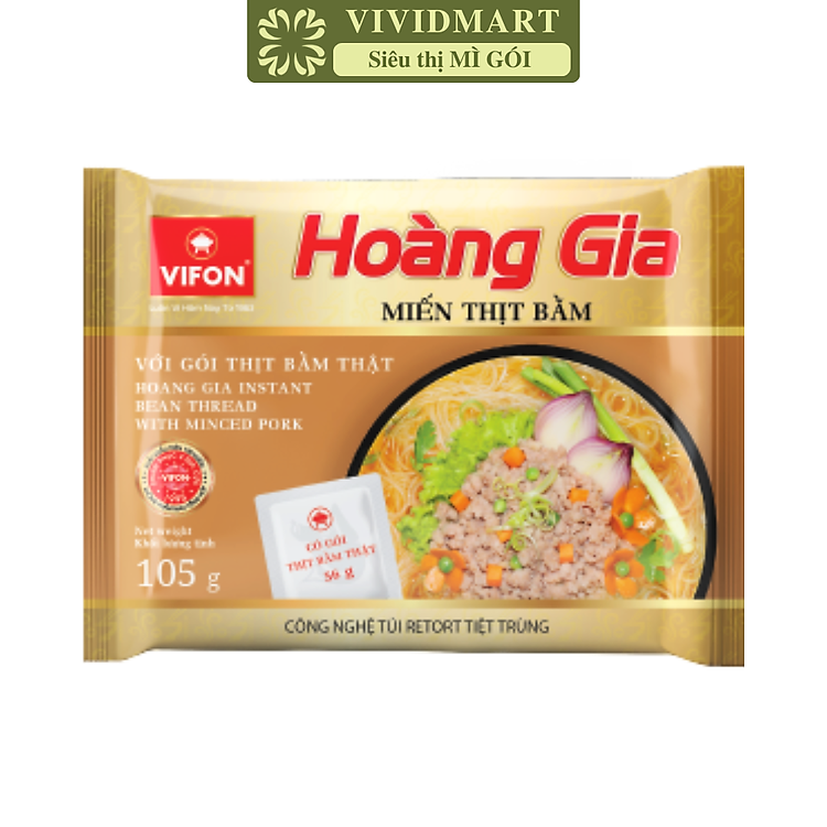 VIFON - Miến Hoàng Gia hương vị Thịt bằm (có gói thịt bằm thật), Miến thịt bằm Vifon Hoàng Gia (105g/gói)