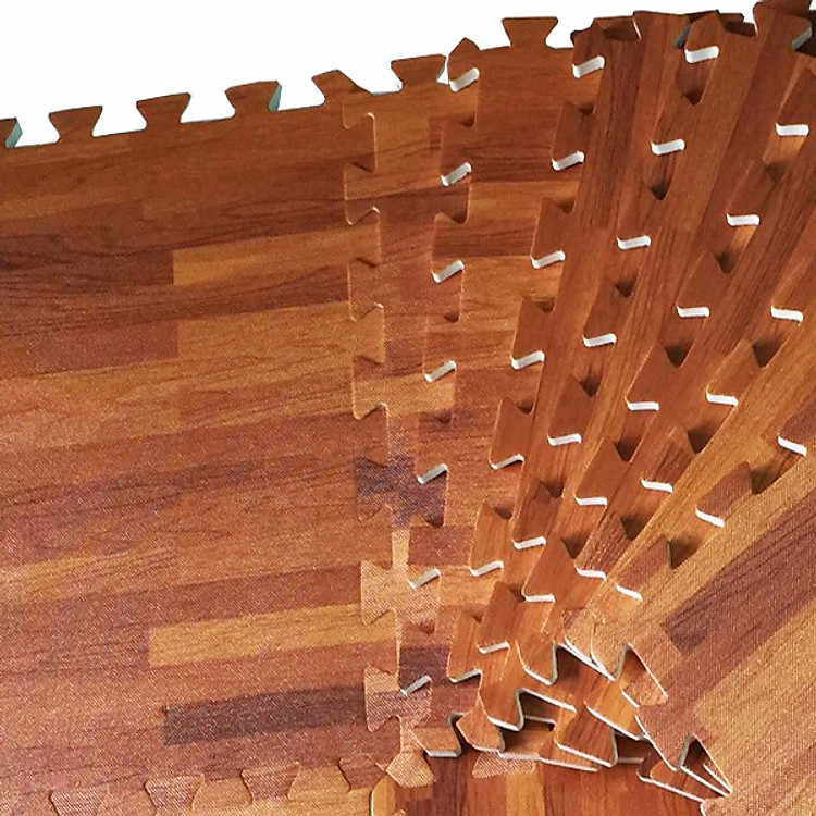 Thảm xốp ghép vân gỗ màu sậm bộ 6 miếng kích thước 60x60cm