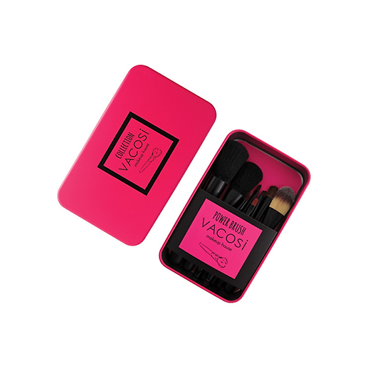 Bộ 8 Cây Cọ Du Lịch - Hộp Hồng Vacosi BC12