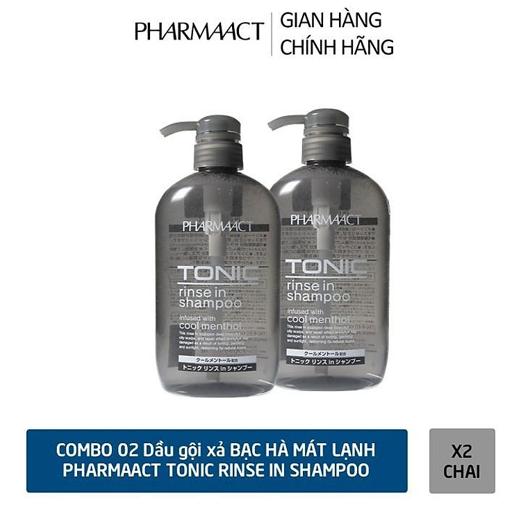 Combo 02 Chai Dầu Gội Xả 2in1 Bạc Hà Mát Lạnh cho Nam PharmaAct Tonic Rinse In Shampoo (550ml)