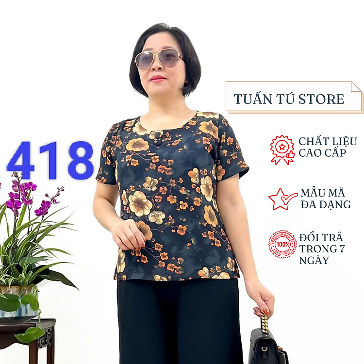 Áo Kiểu Trung Niên 2025 Lụa Hàn Châu Cao Cấp Mềm Mại Cho Các Quý Bà - Tuấn Tú Store 68