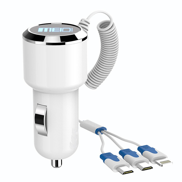 Adapter Sạc 3 Cổng Trên Ô Tô MEIDI - Hàng Chính Hãng