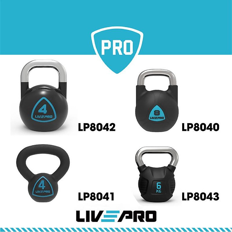 Tạ ấm, tạ chuông tập squat mông đùi Các Loại 28KG Livepro Chính Hãng KETTLEBELL