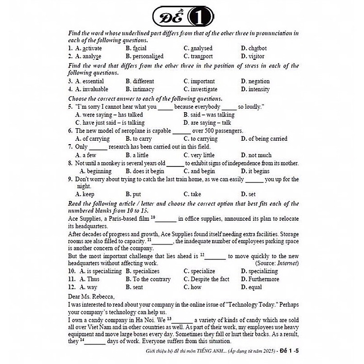 Giới thiệu bộ đề thi môn tiếng anh tốt nghiệp thpt (Áp dụng từ năm 2025) - Ảnh 3