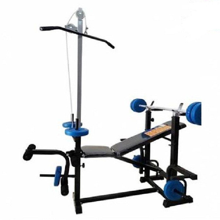 Ghế tập tạ đa năng kèm đờn tạ 1,5m và 50kg tạ nhựa