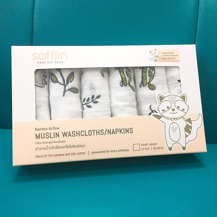 Set 6 Khăn Sữa Sợi Tre Thái Lan Sofflin 30*30cm