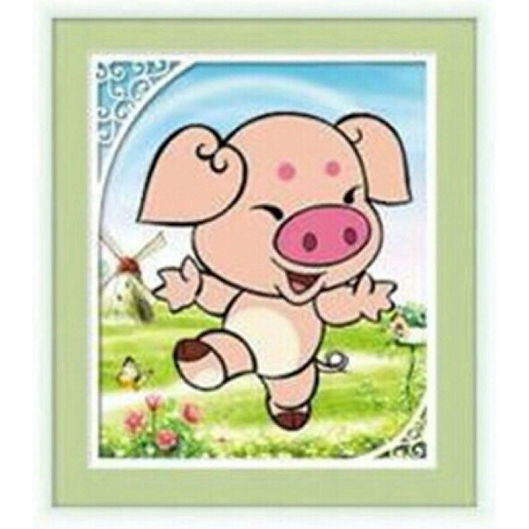 Tranh đính đá 12 con giáp cho bé yêu (con heo) kích thước 30*30cm chưa đính